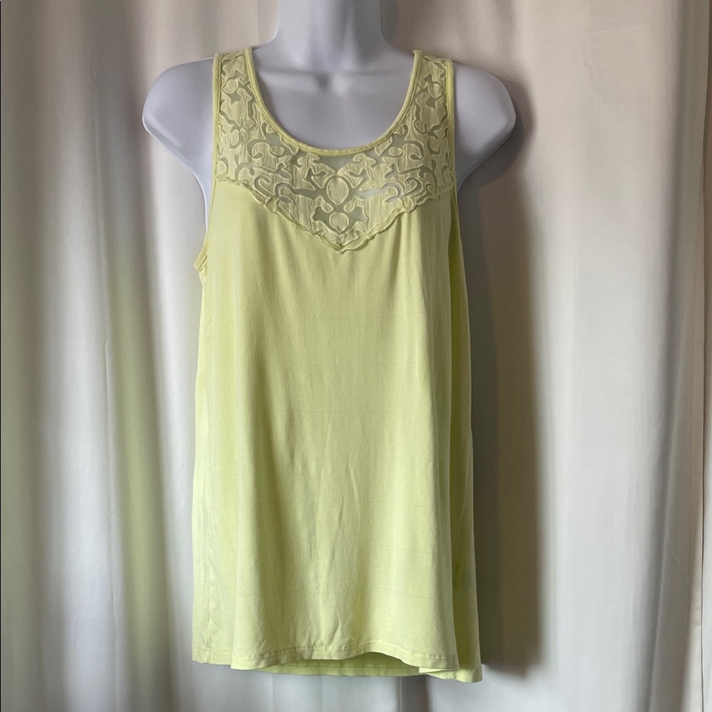 Smart Set Pastel Yellow Lace Detail Tank Top